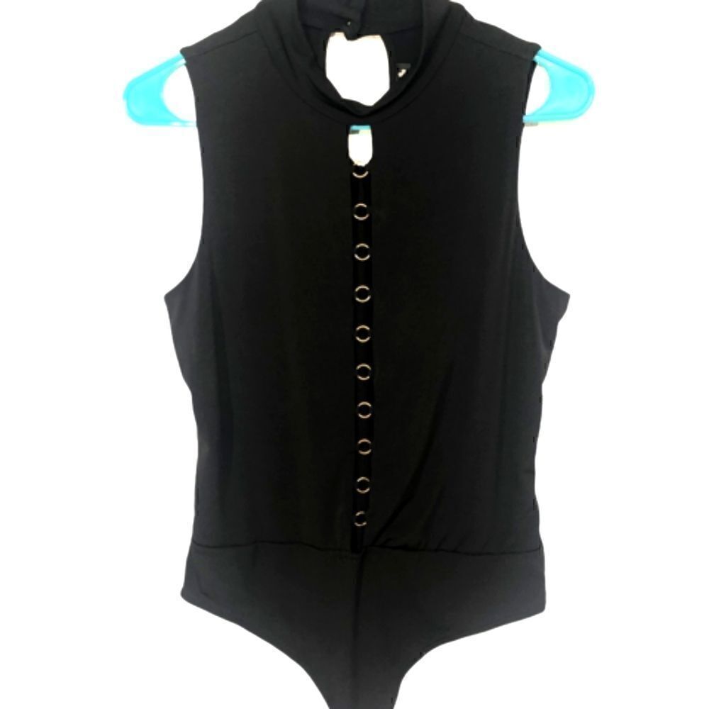 Black Sleeveless Bodysuit With Cutout. Size XL.